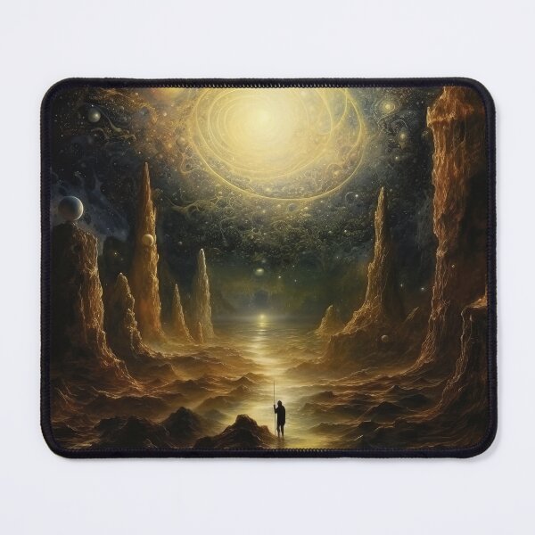 Item preview, Cosmic Journey - Hiking to an unknown destination in an alien land, Ethereal Evocative Digital Space Painting - Very High Resolution designed and sold by CloudofKnowing.