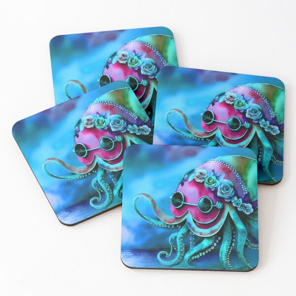 Item preview, Retro Futuristic Octopus - Blue Moonlight Beach Scene - AI Generated Art 6 of 8 designed and sold by Beachy.