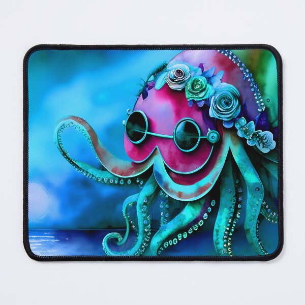 Item preview, Retro Futuristic Octopus - Blue Moonlight Beach Scene - AI Generated Art 6 of 8 designed and sold by Beachy.
