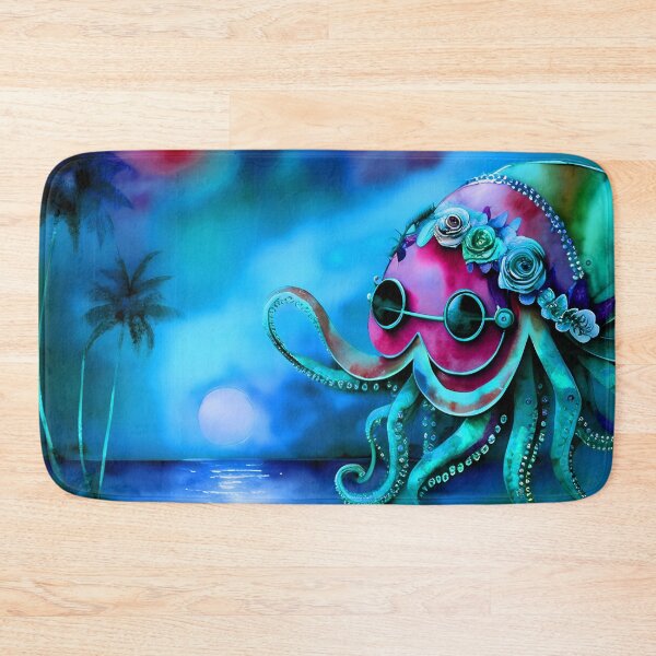 Item preview, Retro Futuristic Octopus - Blue Moonlight Beach Scene - AI Generated Art 6 of 8 designed and sold by Beachy.