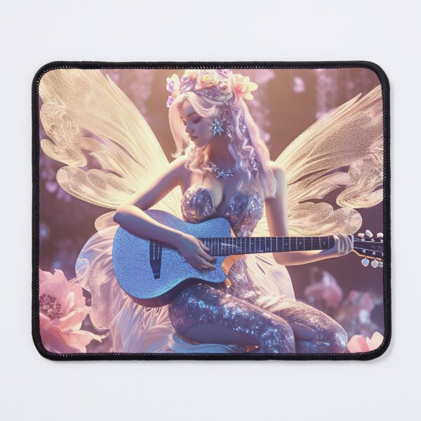 Item preview, Fairy Playing Guitar - Beautiful Rare Digital Photograph of a fairy playing guitar amongst the flowers, very high resolution  designed and sold by CloudofKnowing.