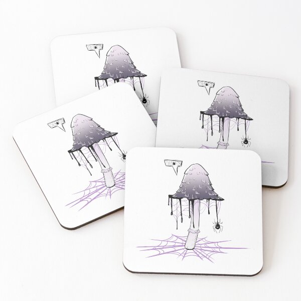 Item preview, Gray mushroom with spider web and spider designed and sold by MalkyTea.