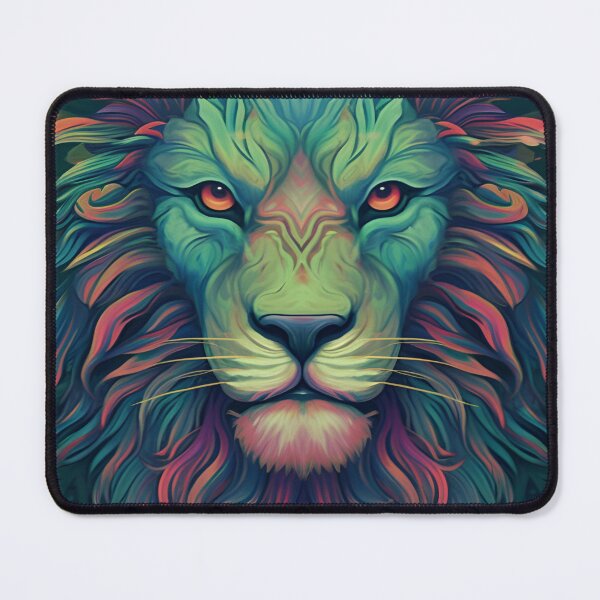 Item preview, psychedelic green lion designed and sold by R&B Art and design.