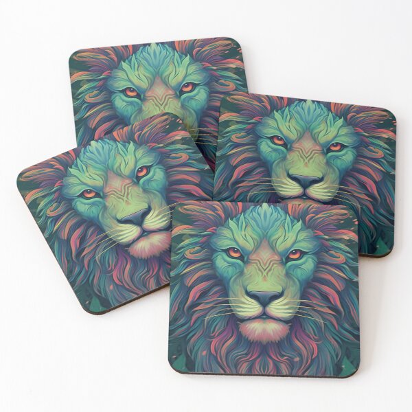 Item preview, psychedelic green lion designed and sold by R&B Art and design.