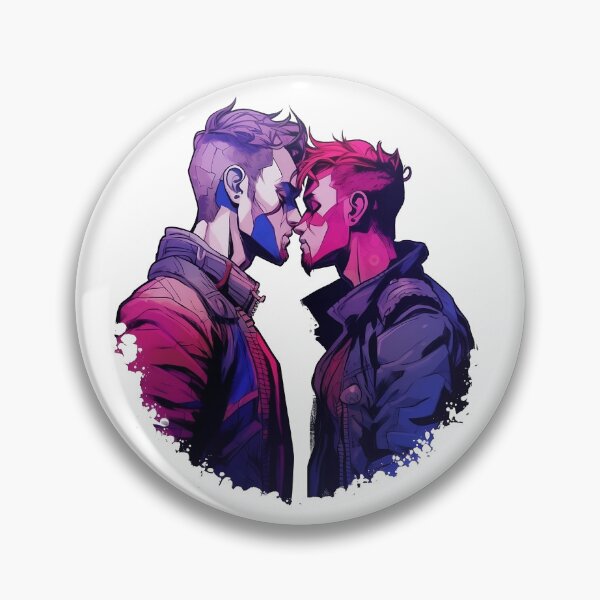 Item preview, Bisexual Couple Artwork Badge, Magnet & Sticker designed and sold by The Nerdy Squizzle.
