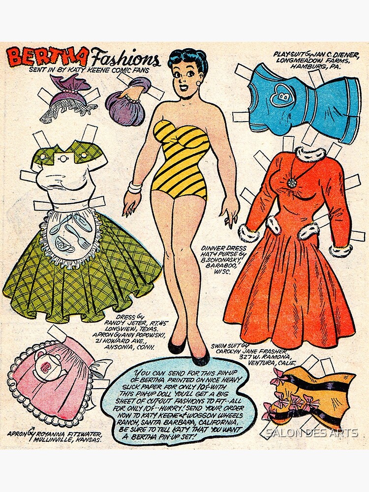 Bertha Fashions (1955) - Vintage Paper Doll" Poster For Sale By.
