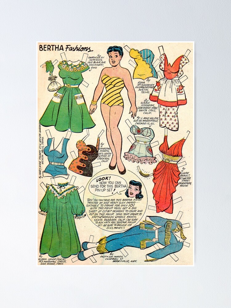 Katy Snow Fashions (1955) - Vintage Paper Doll Poster for Sale by SALON  DES ARTS
