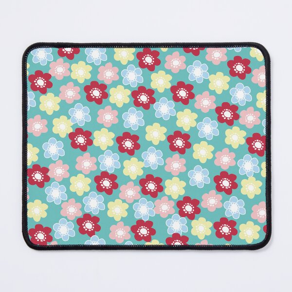 Item preview, Retro Flower Power Ditsy Floral Design in Turquoise, Pink, Blue and Yellow designed and sold by HugsAndPrints.
