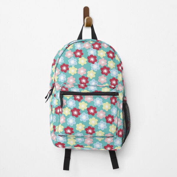 Item preview, Retro Flower Power Ditsy Floral Design in Turquoise, Pink, Blue and Yellow designed and sold by HugsAndPrints.