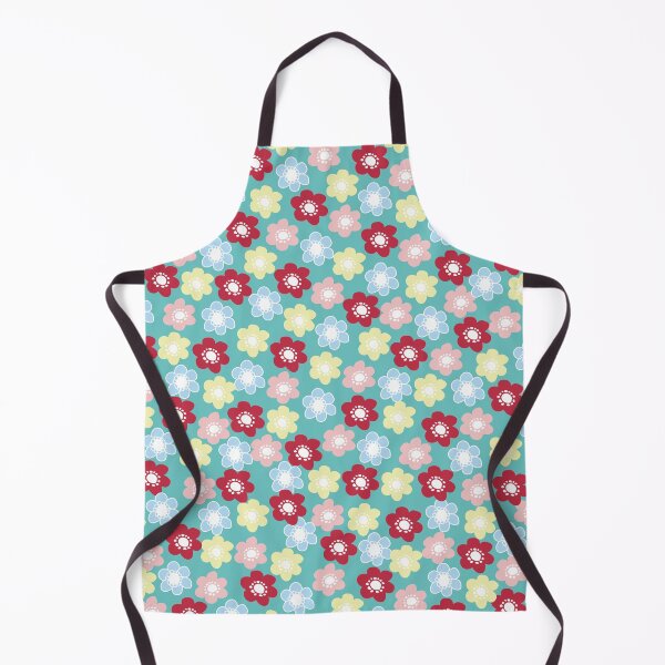 Item preview, Retro Flower Power Ditsy Floral Design in Turquoise, Pink, Blue and Yellow designed and sold by HugsAndPrints.