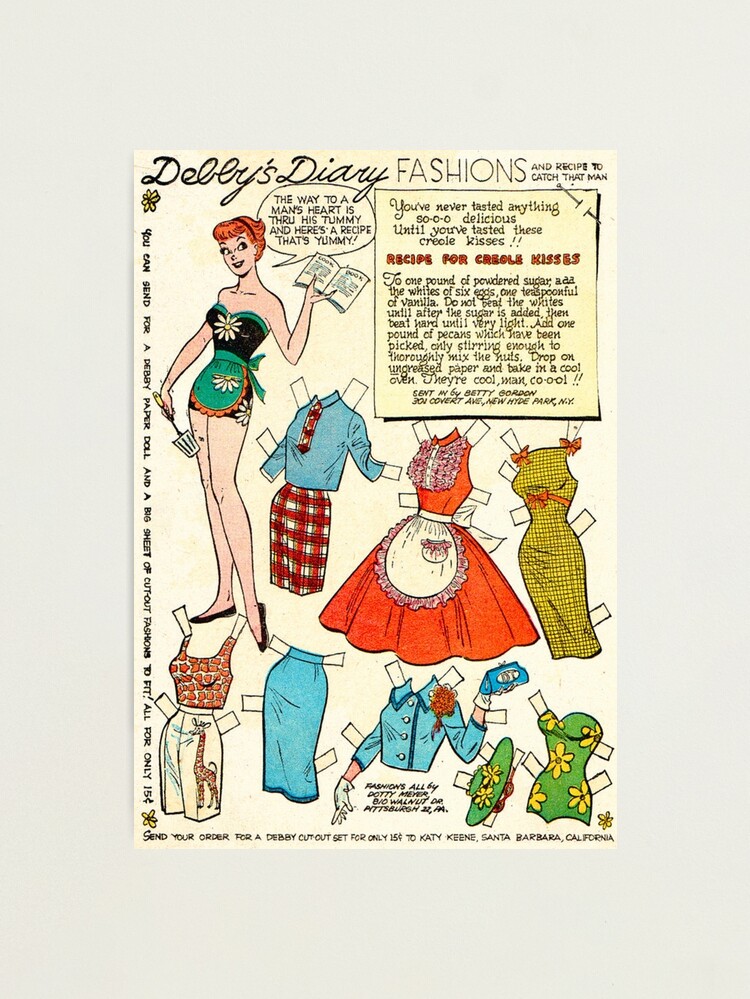 Katy Snow Fashions (1955) - Vintage Paper Doll Poster for Sale by SALON  DES ARTS