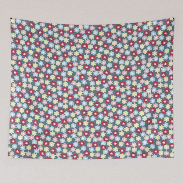 Item preview, Retro Flower Power Ditsy Floral Design in Teal, Pink, Blue and Yellow designed and sold by HugsAndPrints.