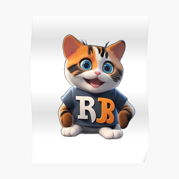 Smiling Cartoon Cat Posters For Sale | Redbubble