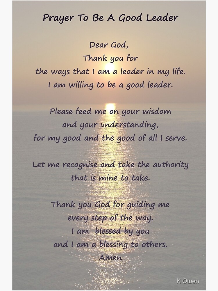 "Leadership Prayer Poster and Card" Art Print for Sale by