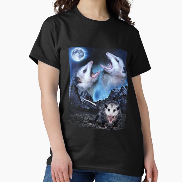 Item preview, Opossum howling wolf moon scream cursed tshirt designed and sold by TellMeWear.