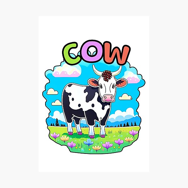 Animal Alphabet - C for Cow Photographic Print