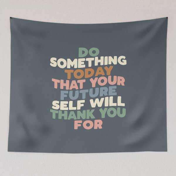 Item preview, Do Something Today That Your Future Self Will Thank You For typography in grey green pink and blue designed and sold by MotivatedType.