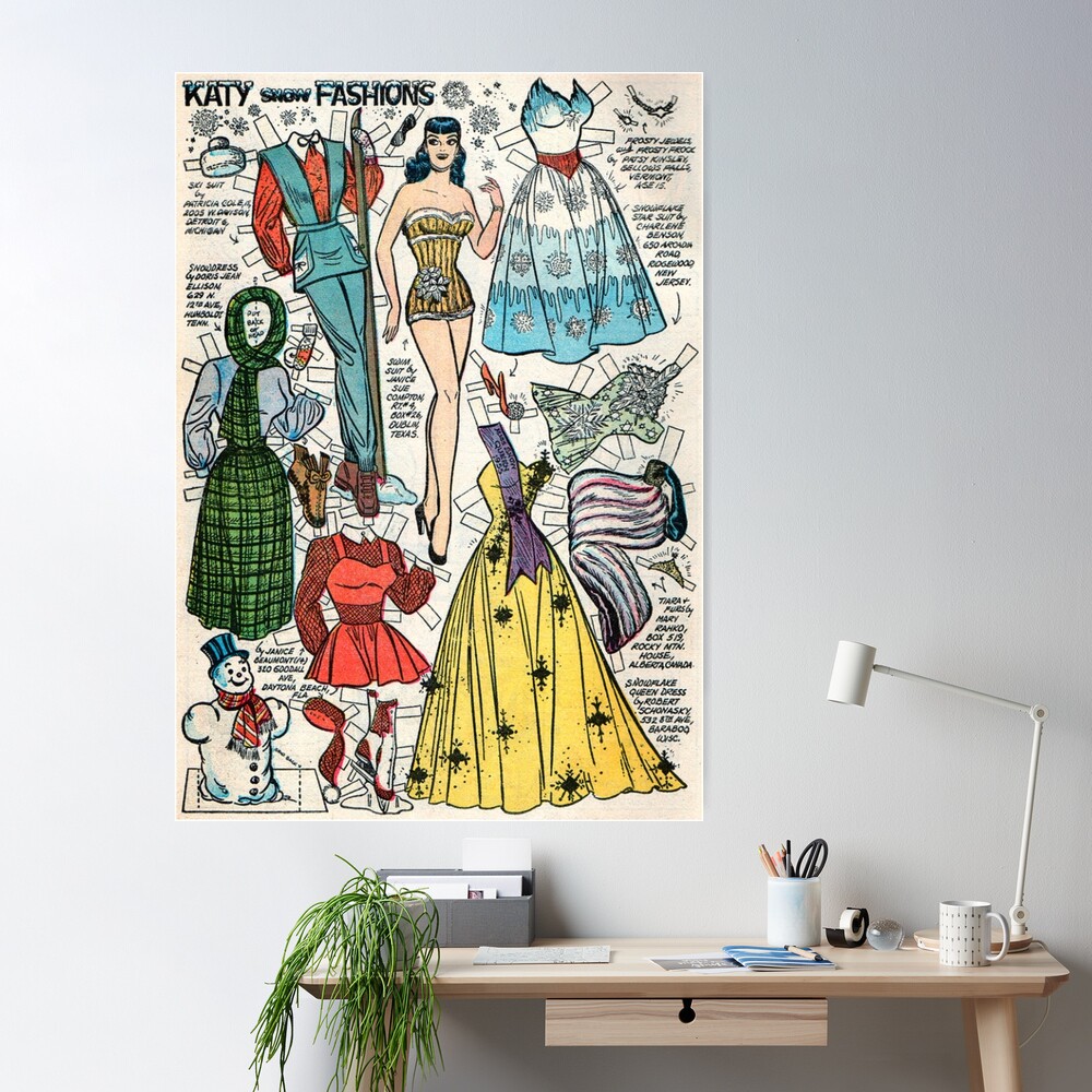 Katy Snow Fashions (1955) - Vintage Paper Doll Poster for Sale by SALON  DES ARTS