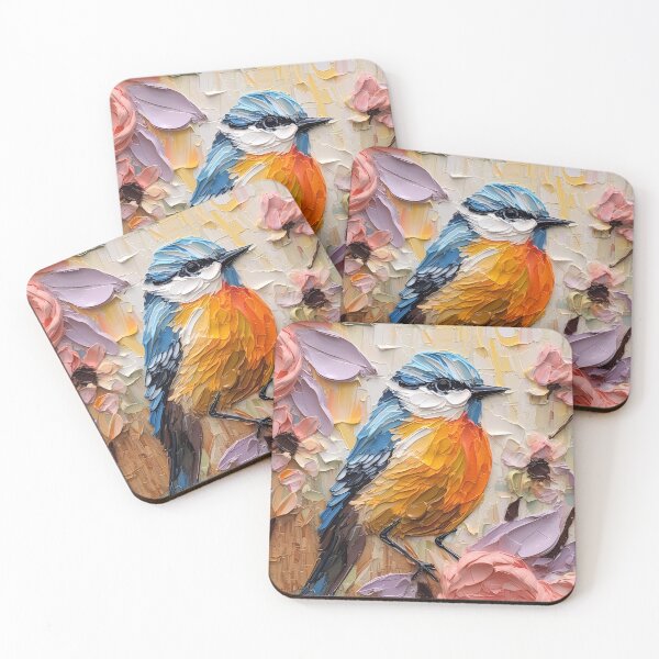 Item preview, Flowers and birds artistic texture impasto brush strokes abstract decorative painting02 designed and sold by UnaWu533.