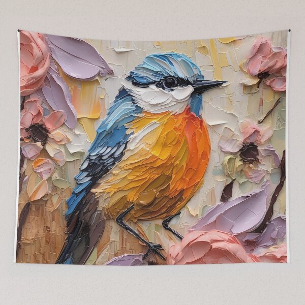Item preview, Flowers and birds artistic texture impasto brush strokes abstract decorative painting02 designed and sold by UnaWu533.