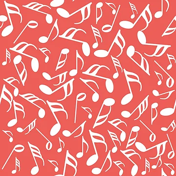 Artwork thumbnail, White Music Notes Red Pattern by BartholGraphics