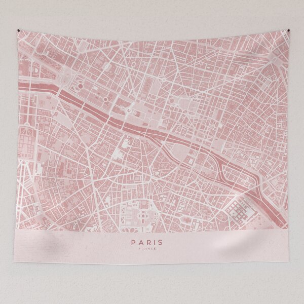 Item preview, Map of Paris downtown (France) in pink vintage style designed and sold by blursbyai.