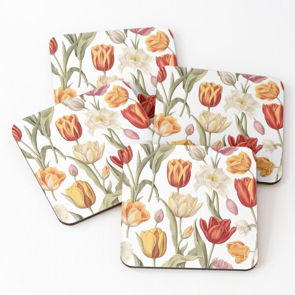 Item preview, Seamless Floral Pattern: Yellow, White, and Pink Tulips designed and sold by GiveMeMood.