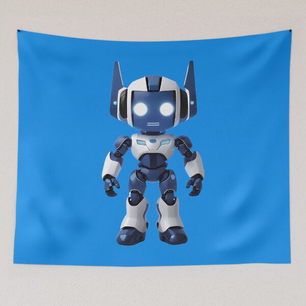 Item preview, Adorable Little Blue and White Robot: Charming Design for Tech Lovers designed and sold by Mementium.
