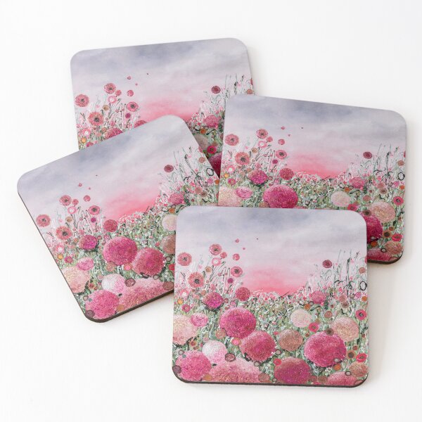 Item preview, Abstract Pink & Champagne Floral Meadow Print - 'Pretty in Pink'  designed and sold by JoEllenArt.