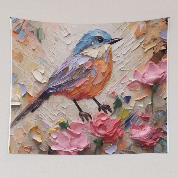 Item preview, Flowers and birds artistic texture impasto brush strokes abstract decorative painting11 designed and sold by UnaWu533.