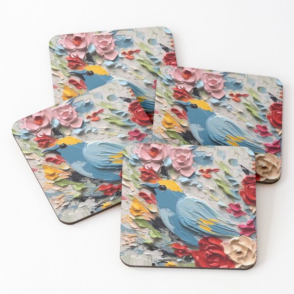 Item preview, Flowers and birds artistic texture impasto brush strokes abstract decorative painting12 designed and sold by UnaWu533.