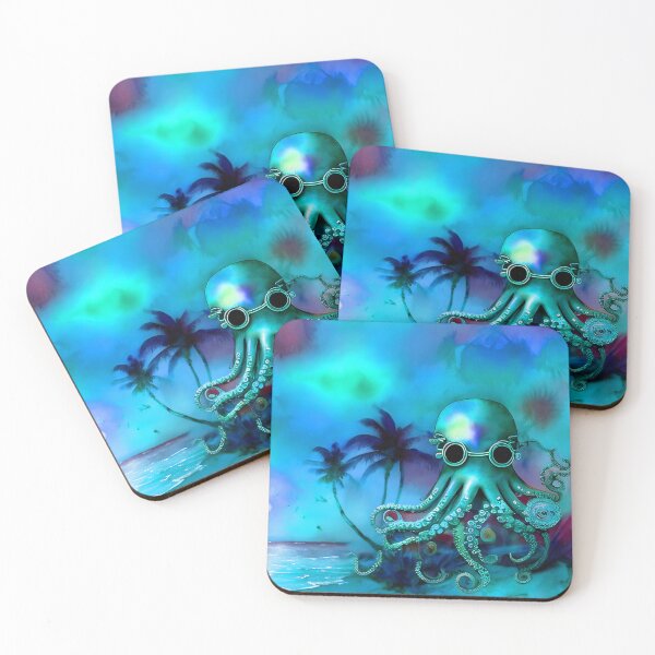 Item preview, Retro Futuristic Octopus - Blue Moonlight Beach Scene - AI Generated Art 7 of 8 designed and sold by Beachy.