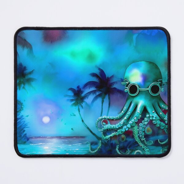 Item preview, Retro Futuristic Octopus - Blue Moonlight Beach Scene - AI Generated Art 7 of 8 designed and sold by Beachy.