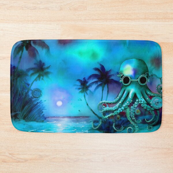 Item preview, Retro Futuristic Octopus - Blue Moonlight Beach Scene - AI Generated Art 7 of 8 designed and sold by Beachy.