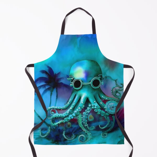 Item preview, Retro Futuristic Octopus - Blue Moonlight Beach Scene - AI Generated Art 7 of 8 designed and sold by Beachy.