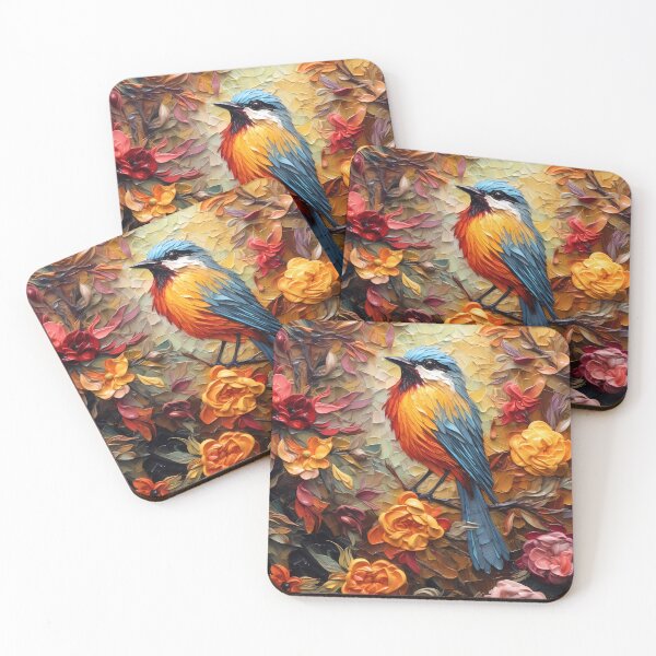 Item preview, Flowers and birds artistic texture impasto brush strokes abstract decorative painting14 designed and sold by UnaWu533.