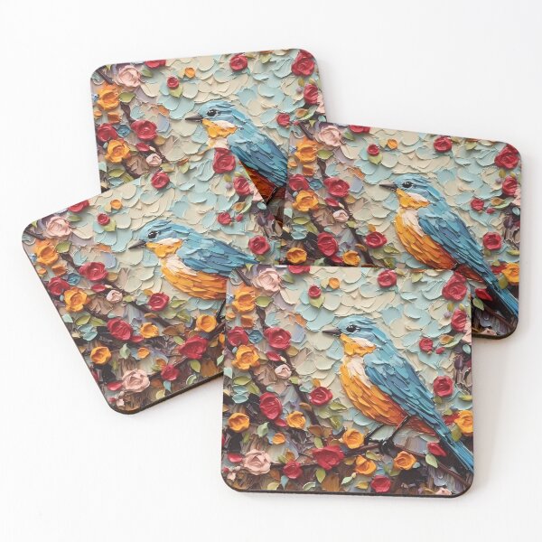 Item preview, Flowers and birds artistic texture impasto brush strokes abstract decorative painting15 designed and sold by UnaWu533.