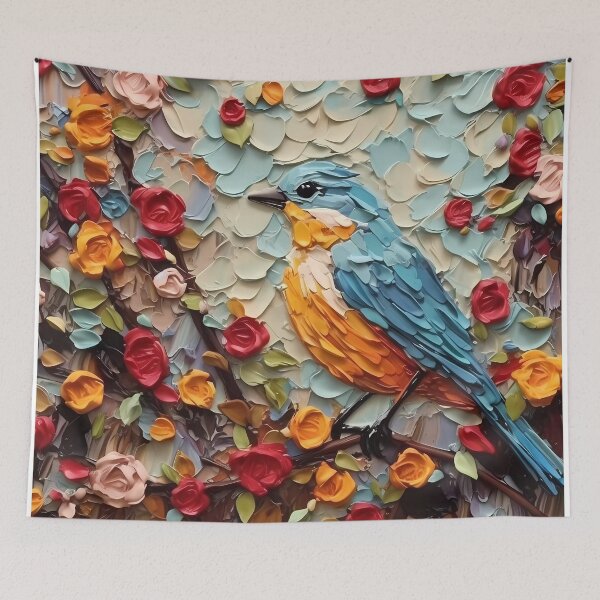 Item preview, Flowers and birds artistic texture impasto brush strokes abstract decorative painting15 designed and sold by UnaWu533.