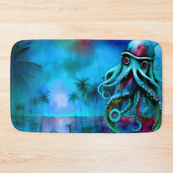 Item preview, Retro Futuristic Octopus - Blue Moonlight Beach Scene - AI Generated Art 8 of 8 designed and sold by Beachy.