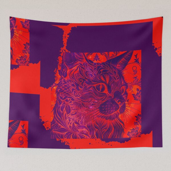 Item preview, Cat in Purple & Orange designed and sold by NJGarms.