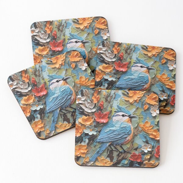Item preview, Flowers and birds artistic texture impasto brush strokes abstract decorative painting16 designed and sold by UnaWu533.