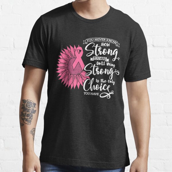 Breast Cancer Survivor - Awareness - Sunflower Pink Ribbon White Font Essential T-Shirt