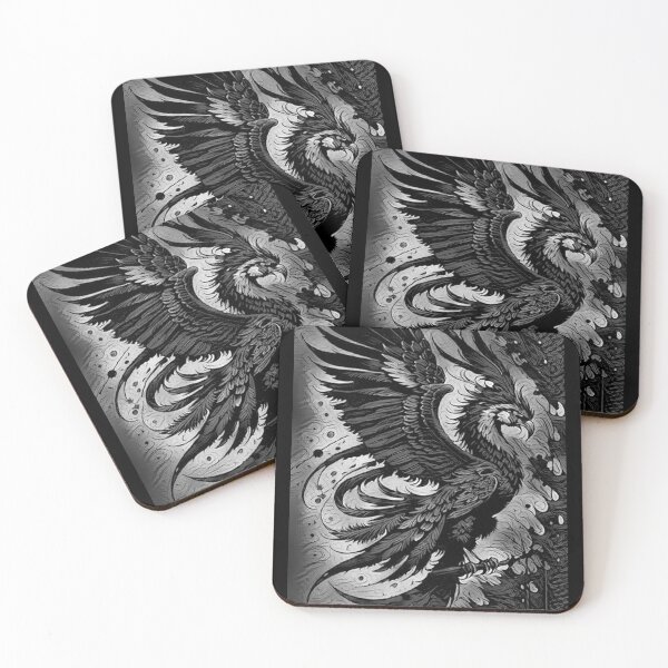 Item preview, The Flaming Phoenix (Black & White) - spcreationsco22 designed and sold by SpCreationsCo22.