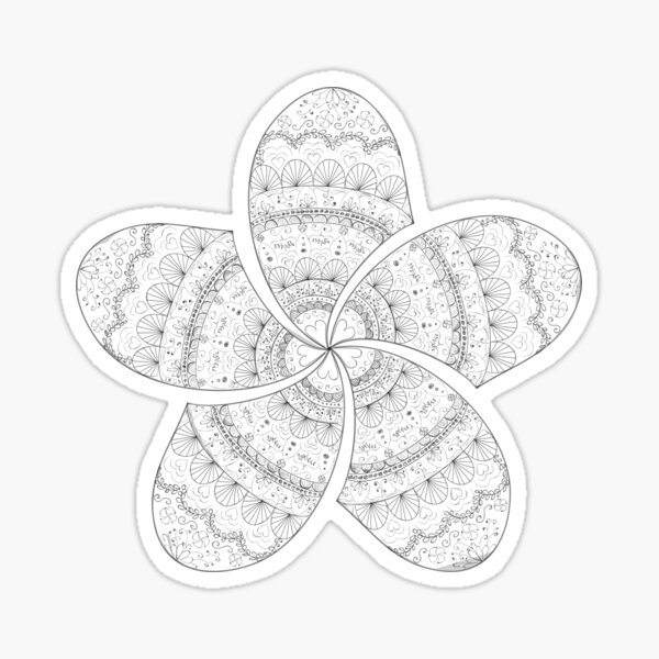 white mandala frangipani on deep blue ocean photo Sticker