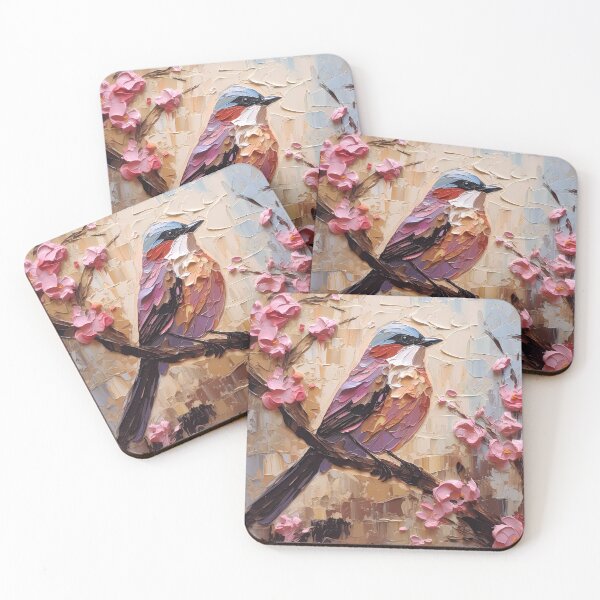 Item preview, Flowers and birds artistic texture impasto brush strokes abstract decorative painting18 designed and sold by UnaWu533.
