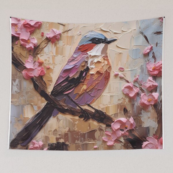 Item preview, Flowers and birds artistic texture impasto brush strokes abstract decorative painting18 designed and sold by UnaWu533.