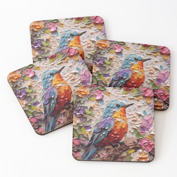 Item preview, Flowers and birds artistic texture impasto brush strokes abstract decorative painting19 designed and sold by UnaWu533.