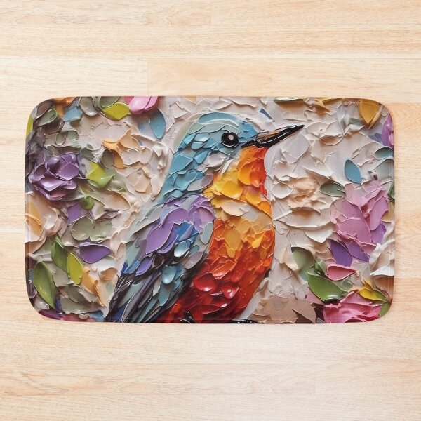 Item preview, Flowers and birds artistic texture impasto brush strokes abstract decorative painting19 designed and sold by UnaWu533.
