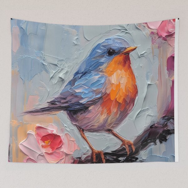 Item preview, Flowers and birds artistic texture impasto brush strokes abstract decorative painting20 designed and sold by UnaWu533.