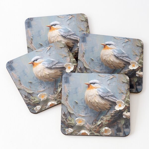 Item preview, Flowers and birds artistic texture impasto brush strokes abstract decorative painting21 designed and sold by UnaWu533.